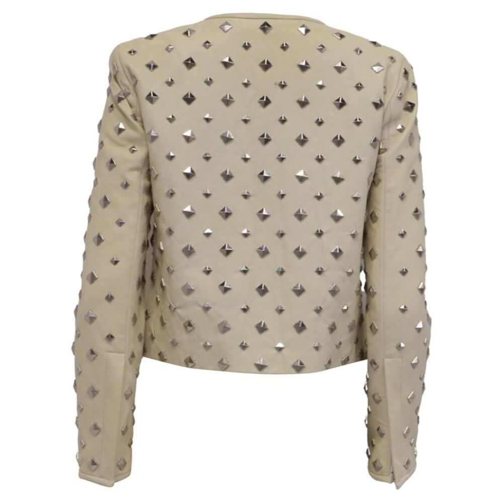 Diane Von Furstenberg Studded Jacket in White Leather - Picture 3 of 12